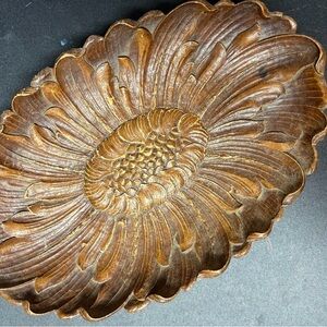 Vintage MCM Orna Wood (Syroco) Decorative Dish Sunflower Accent Piece